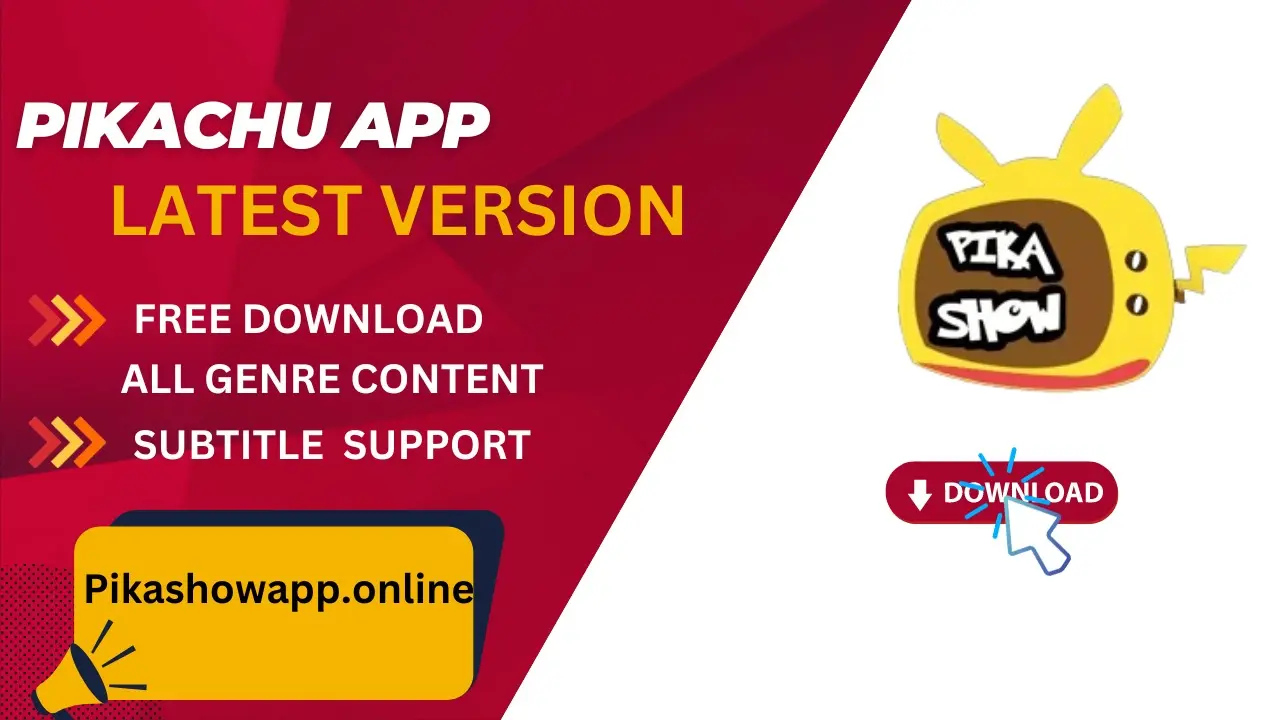 Pikachu app banner along its features with logo